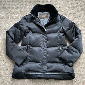 Coach Goose Down Puffer Coat Women's XS Black Faux Fur Collar Signature Warm